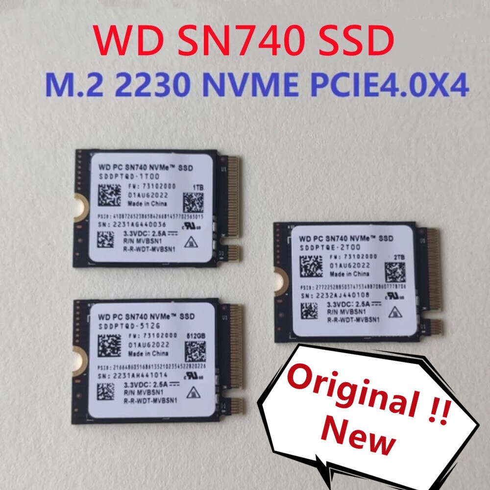   WD SN740, 2TB 1TB 512GB SSD, M.2 2230 ..